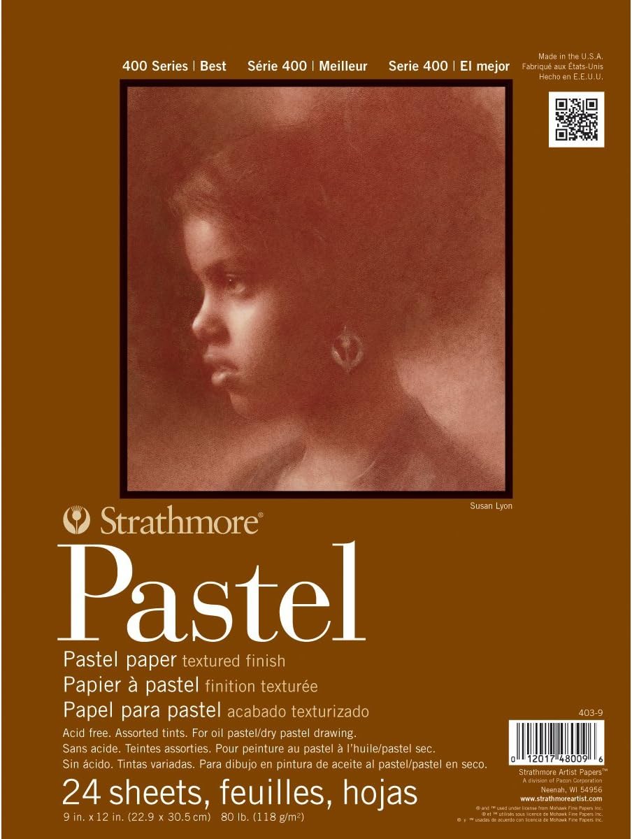Strathmore 400 Series Pastel Pad, Assorted Colors, 9"x12" Glue Bound, 24 Sheets