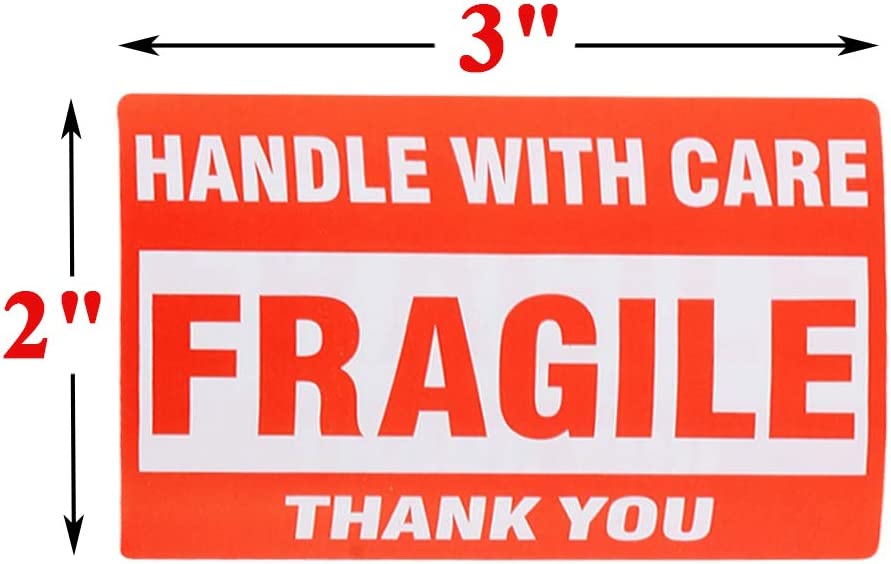 9527 Product 2'' x 3'' Fragile Stickers with Care Warning - Shipping Labels Stickers,500 Labels/Roll (1 Roll)