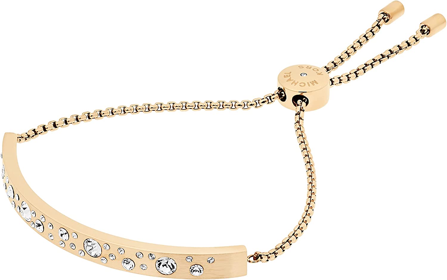 Michael Kors Women's Stainless Steel Gold-Tone Slider Bracelet with Crystal Accents