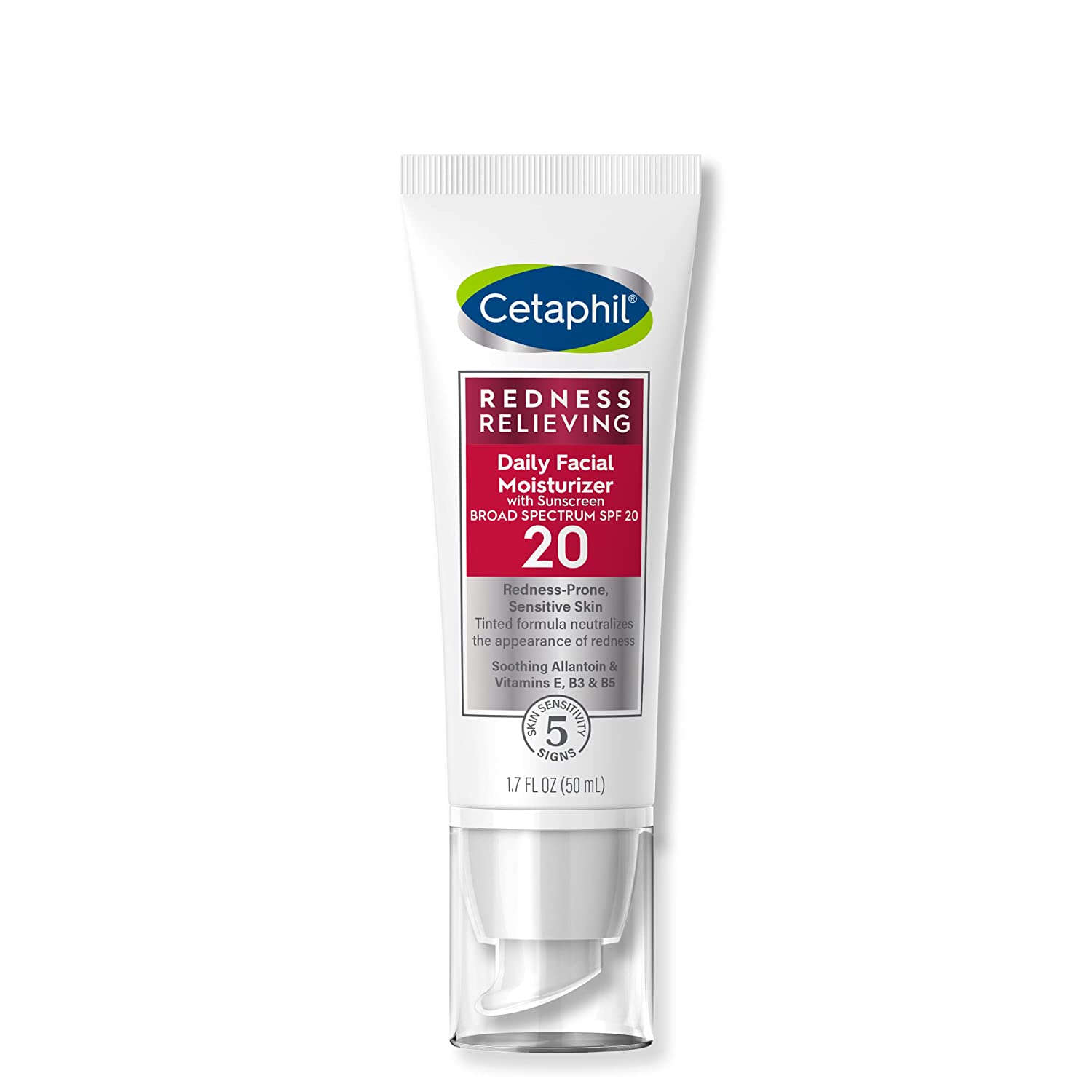 CETAPHIL Redness Relieving Daily Facial Moisturizer SPF 20, 1.7 fl oz, Broad spectrum Sunscreen, Neutral Tint, For Redness-Prone Skin