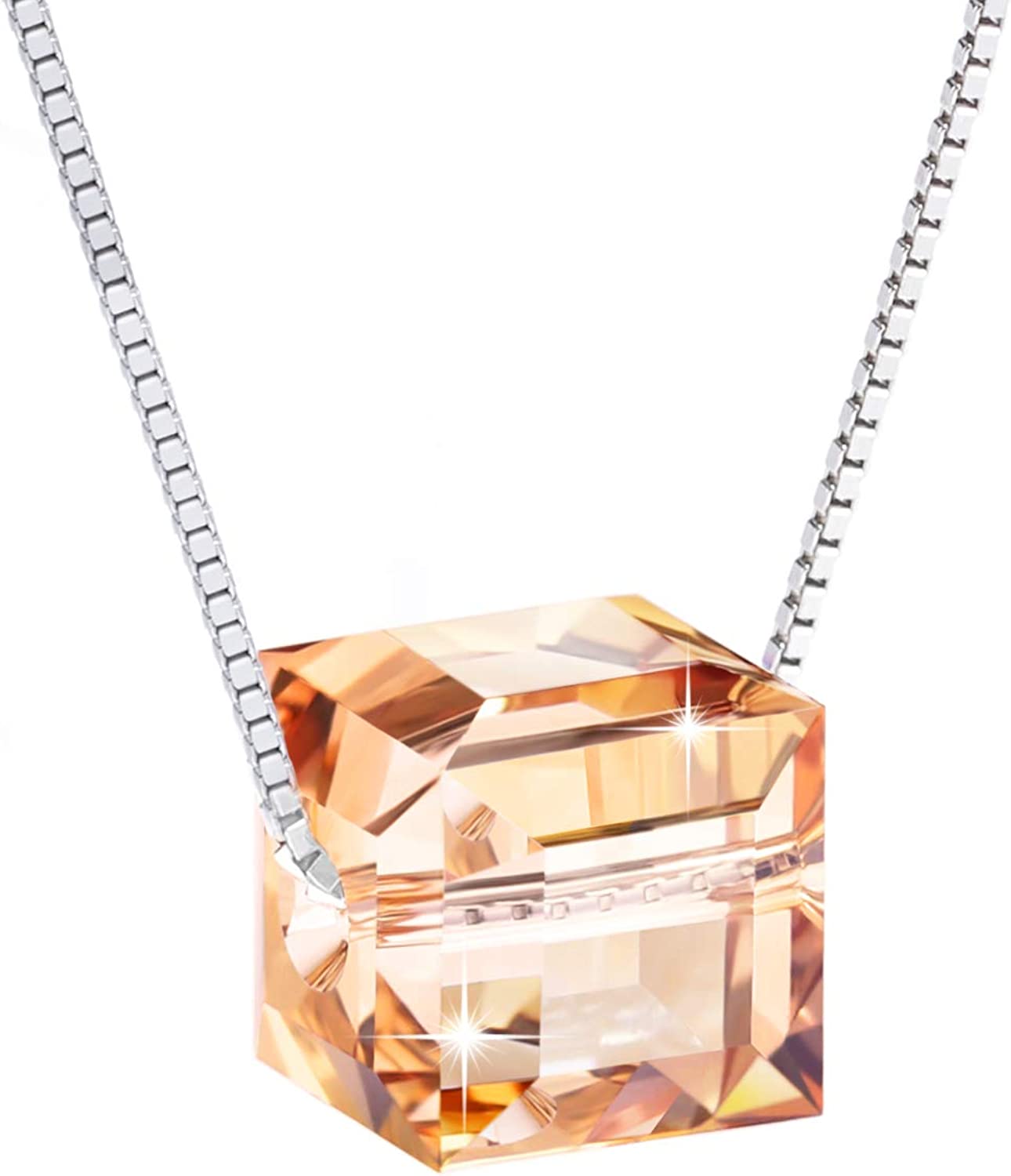 PLATO H S925 Sterling Silver Necklace Cubic Crystals Pendant Necklace for Women Allergy Free Unique Jewelry Gifts with Exquisited Gift Box Mothers Day Gifts