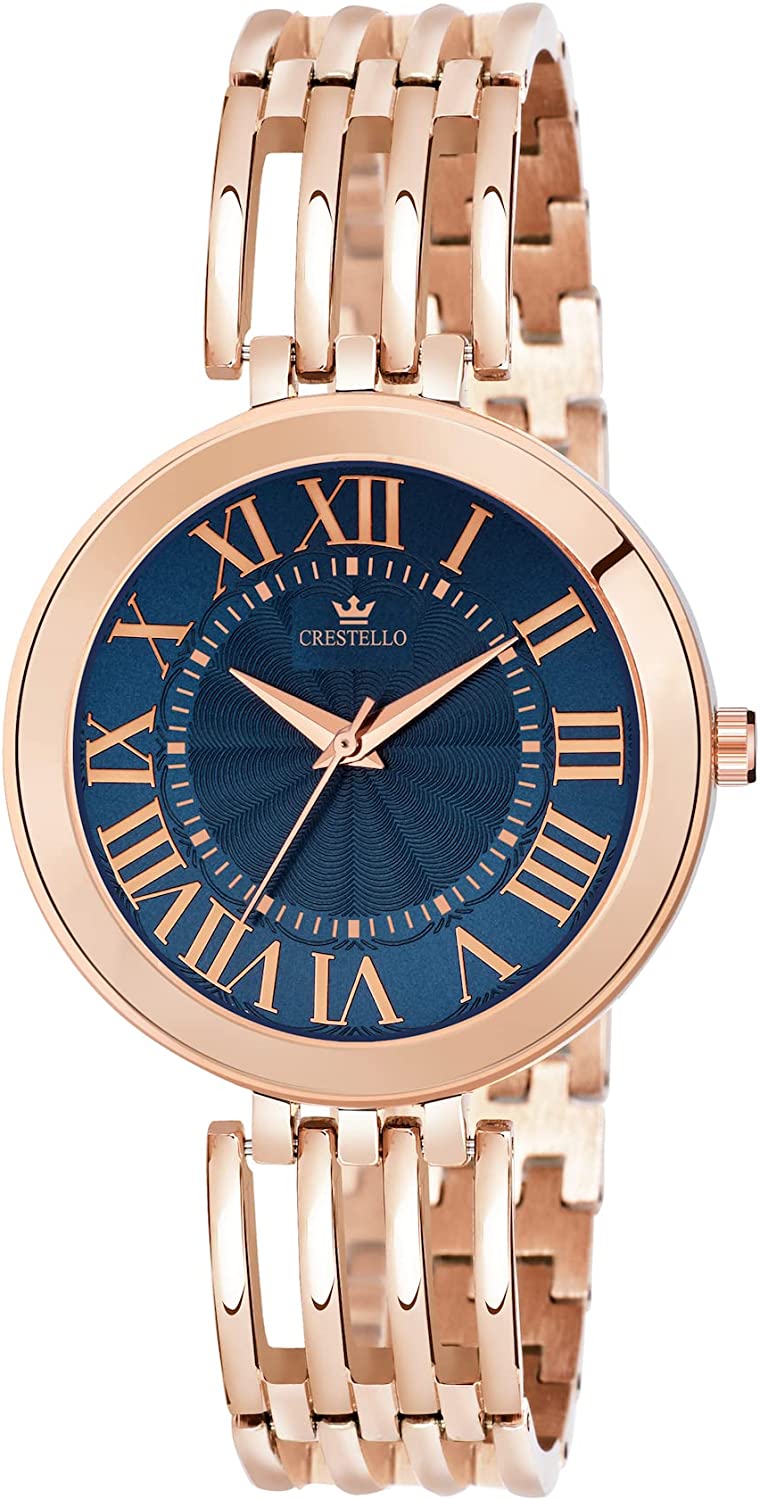 Crestello Rose Gold/Brown Plated Bracelet Analog Wrist Watch for Women