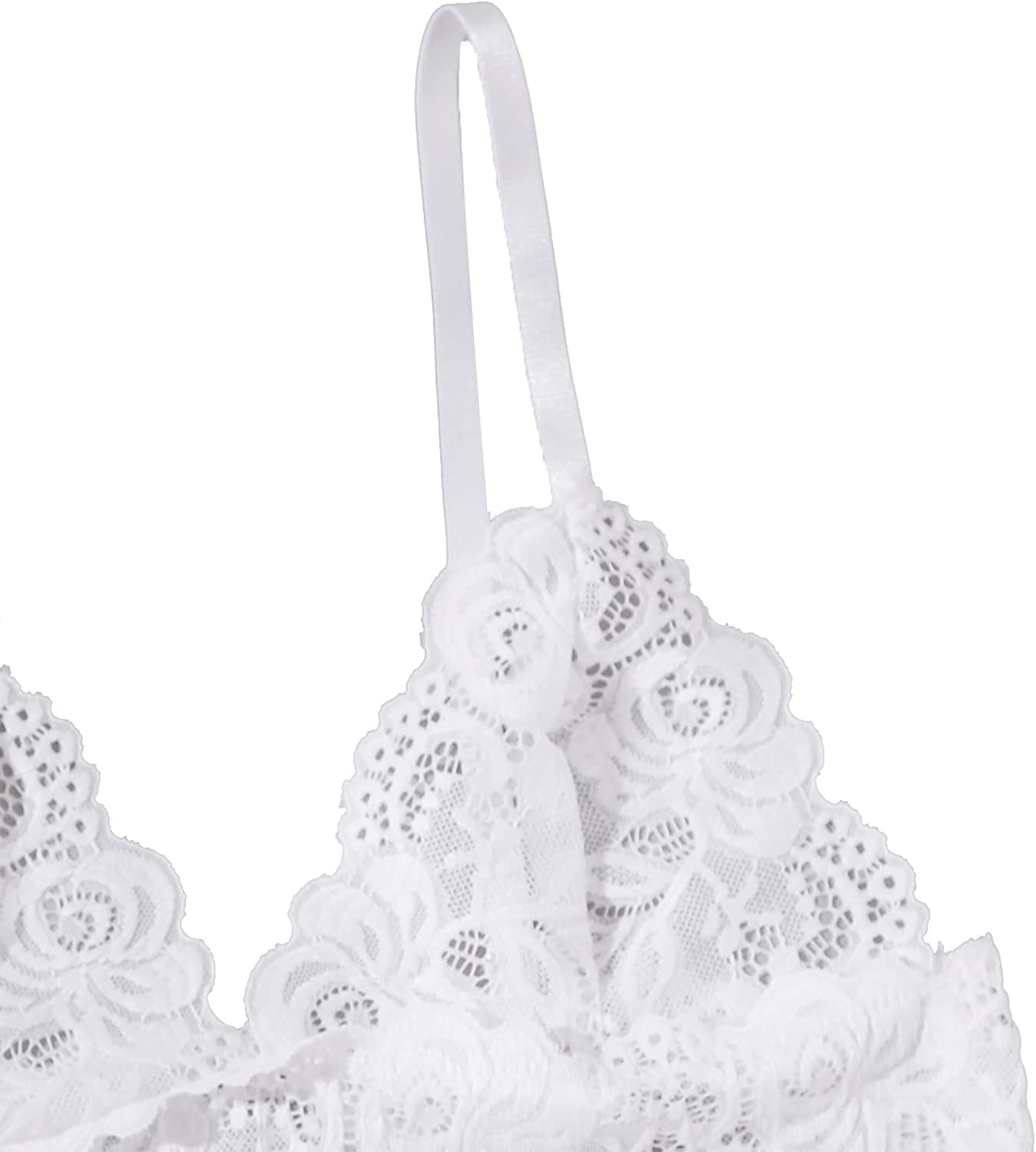 SOLY HUX Women's Satin Pajama Set 4pcs Floral Lace Trim Cami Lingerie Sleepwear with Robe