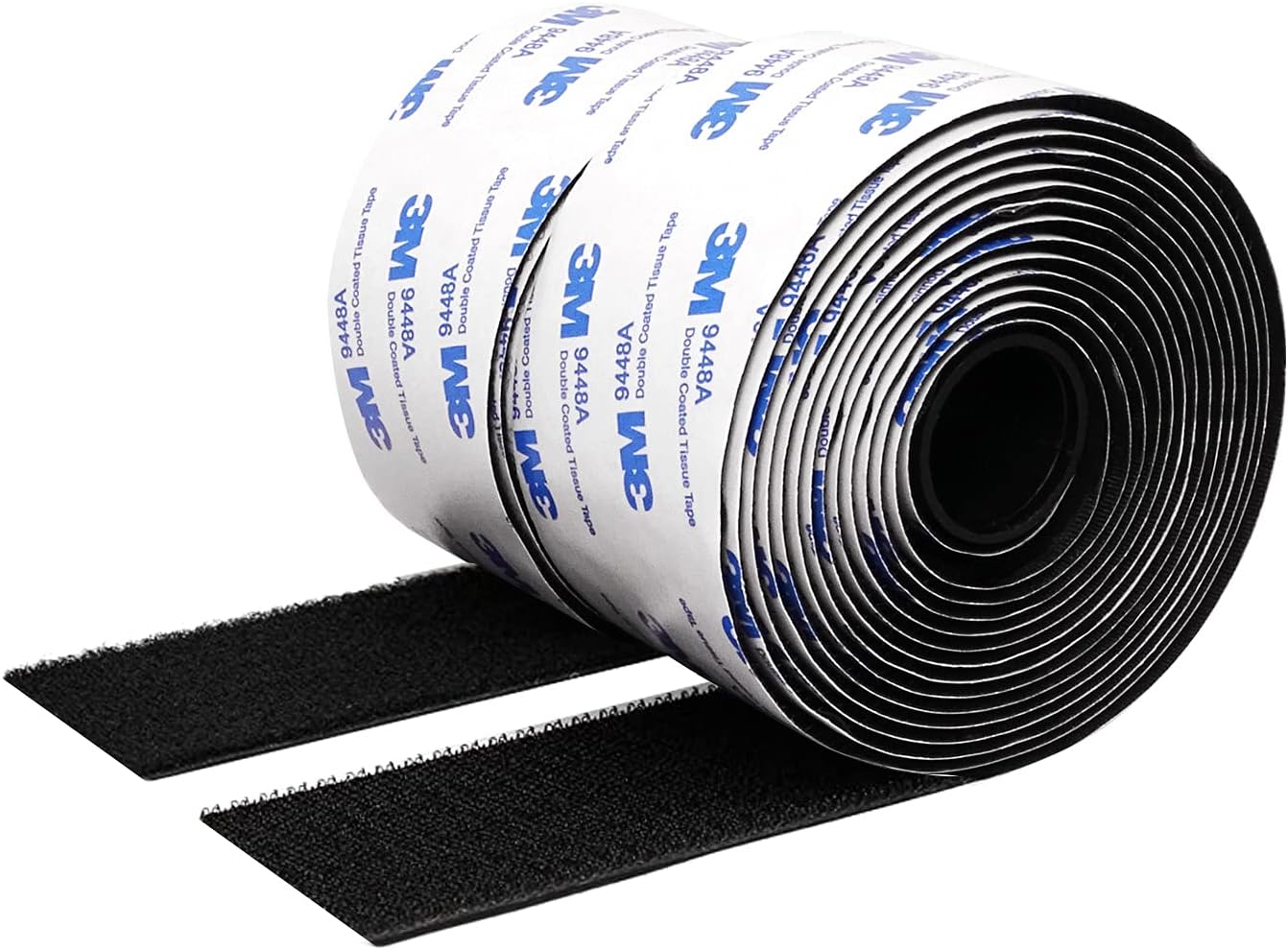 Hook and Loop Tape 2in x 10ft self Adhesive Sticky Back Interlocking Nylon Fabric Fastener Heavy Duty Adhesion Strip Tape reclosable Black