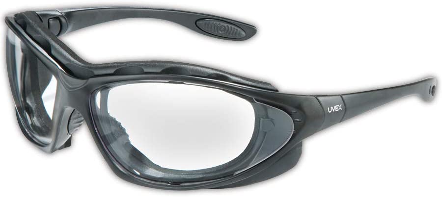 Uvex S0600X Seismic Safety Eyewear, Black Frame, Clear Uvextra Anti-Fog Lens/Headband