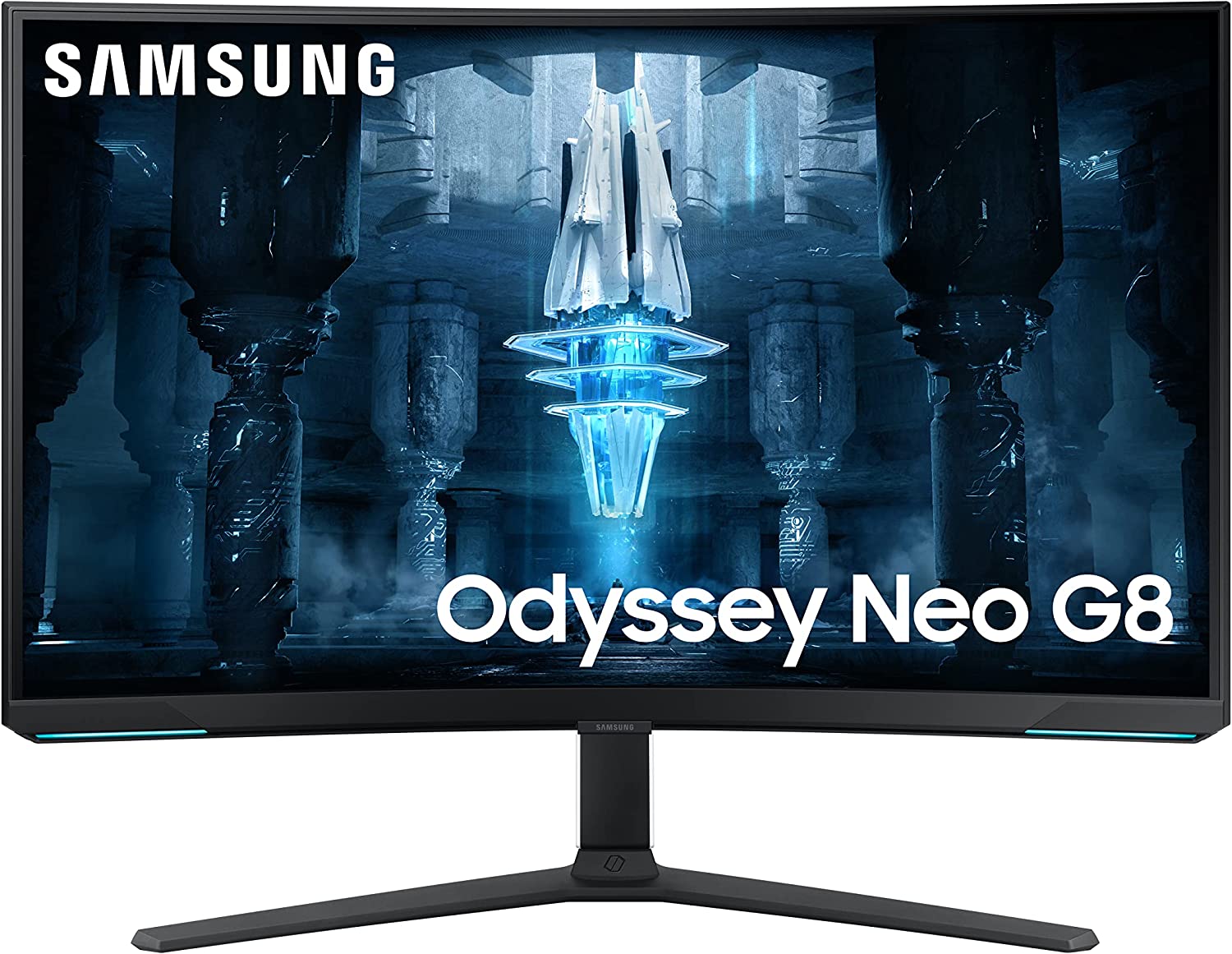 SAMSUNG 32" Odyssey Neo G8 4K UHD 240Hz 1ms G-Sync 1000R Curved Gaming Monitor, Quantum HDR2000, AMD FreeSync Premium Pro, Matte Display, Ultrawide Game View, DisplayPort, HDMI, Black & White, 2022