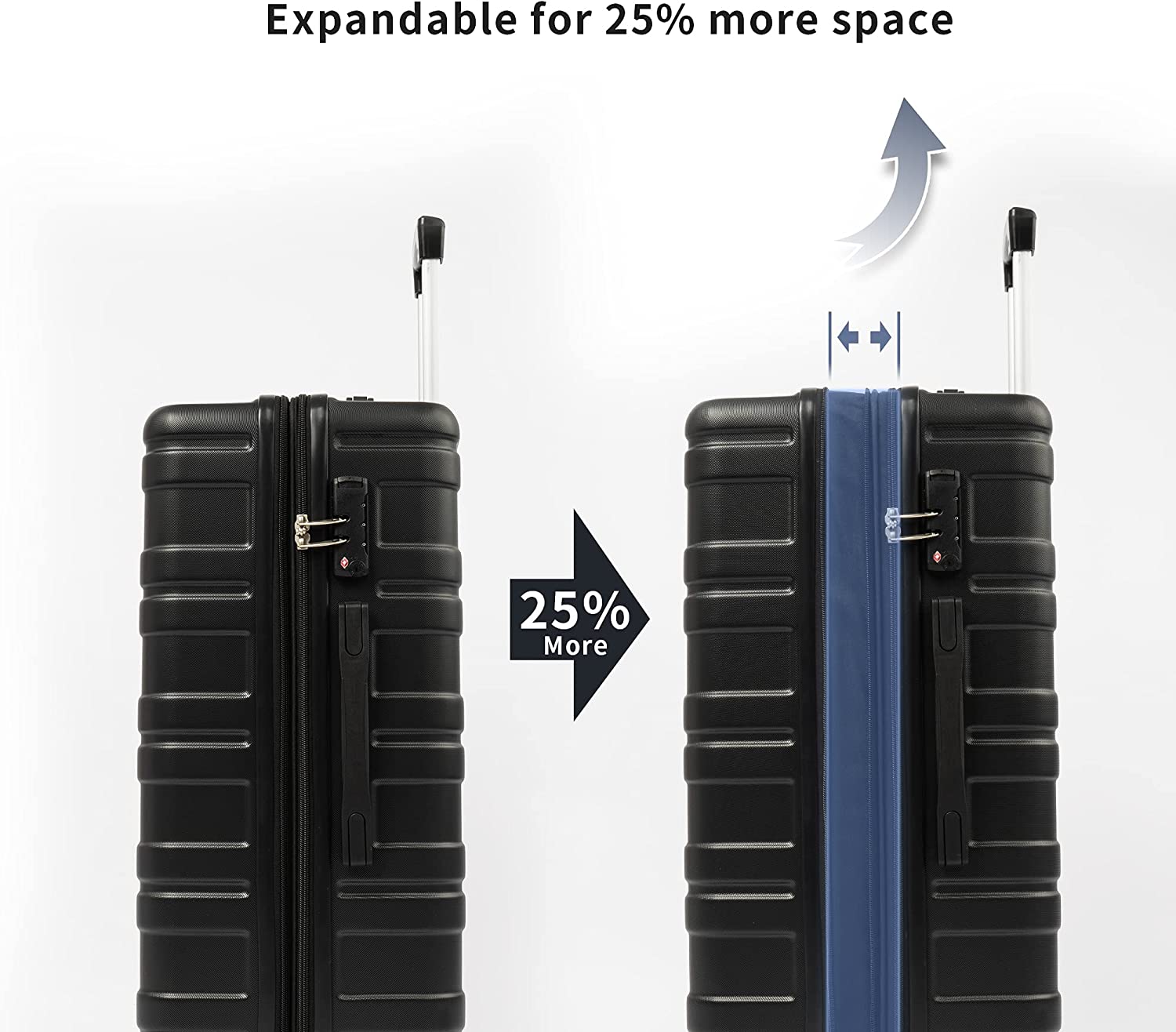 Merax 3 Pcs Luggage Set Expandable Hardside Lightweight Spinner Suitcase with TSA Lock [Upgraded Version], Black