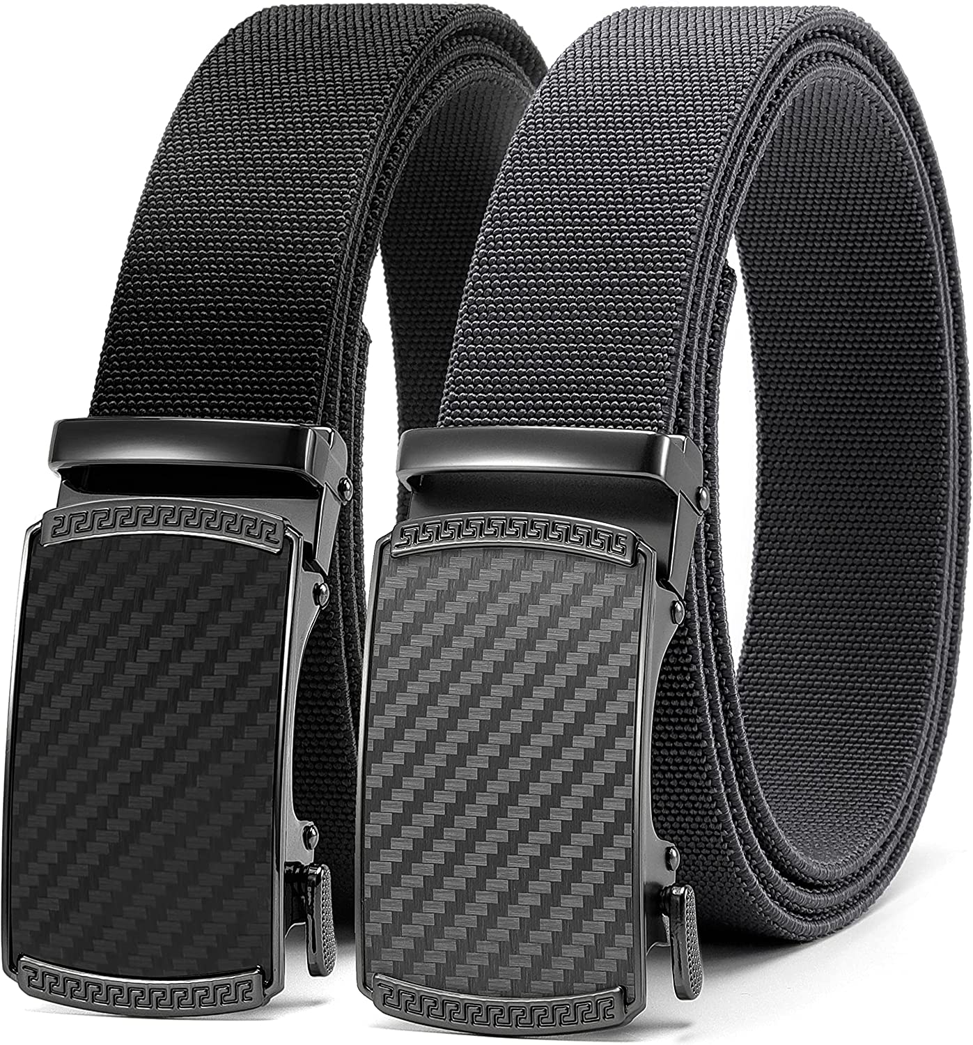 CHAOREN Ratchet Belt for Men 2 Pack - Stretch Belt 1 3/8" in Gift Set Box - Elastic Comfort with Flexibility