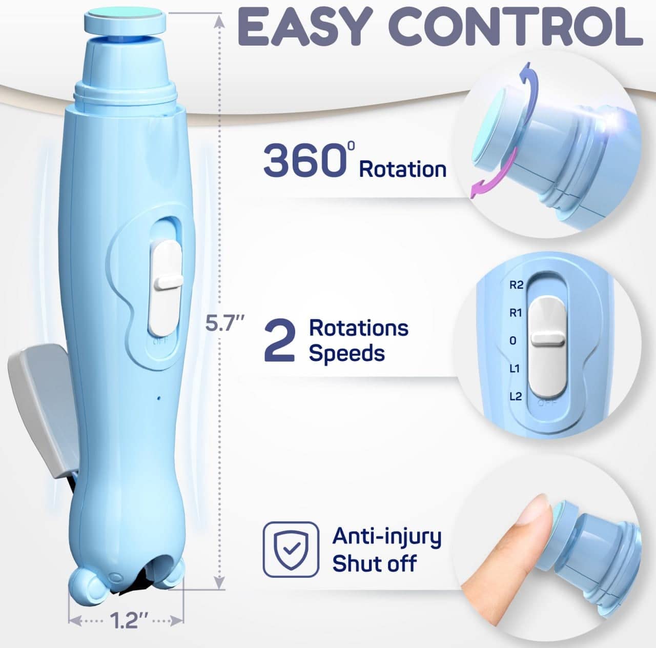 Rechargeable Baby Nail Trimmer - Baby Nail Clippers Electric w/Led Light for Newborn, Infant, Toddler, Kids - Baby Manicure Fingernail Care Set w/Scissors - Baby Essentials Must Haves Grinder Cutter…