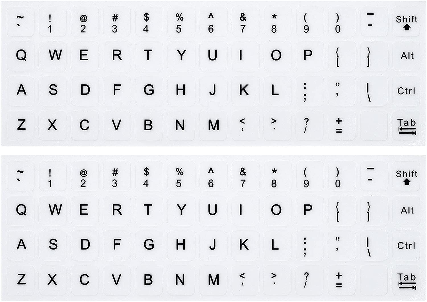 (2PCS Pack) English Keyboard Stickers, Universal Keyboard Replacement Letters English White Background with Black Lettering for Laptops Computer