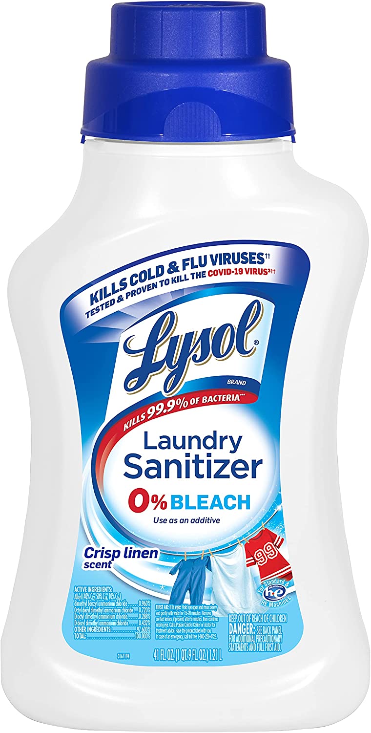 Lysol Laundry Sanitizer Additive, Sanitizing Liquid for Clothes and Linens, Eliminates Odor Causing Bacteria, Crisp Linen, 41oz