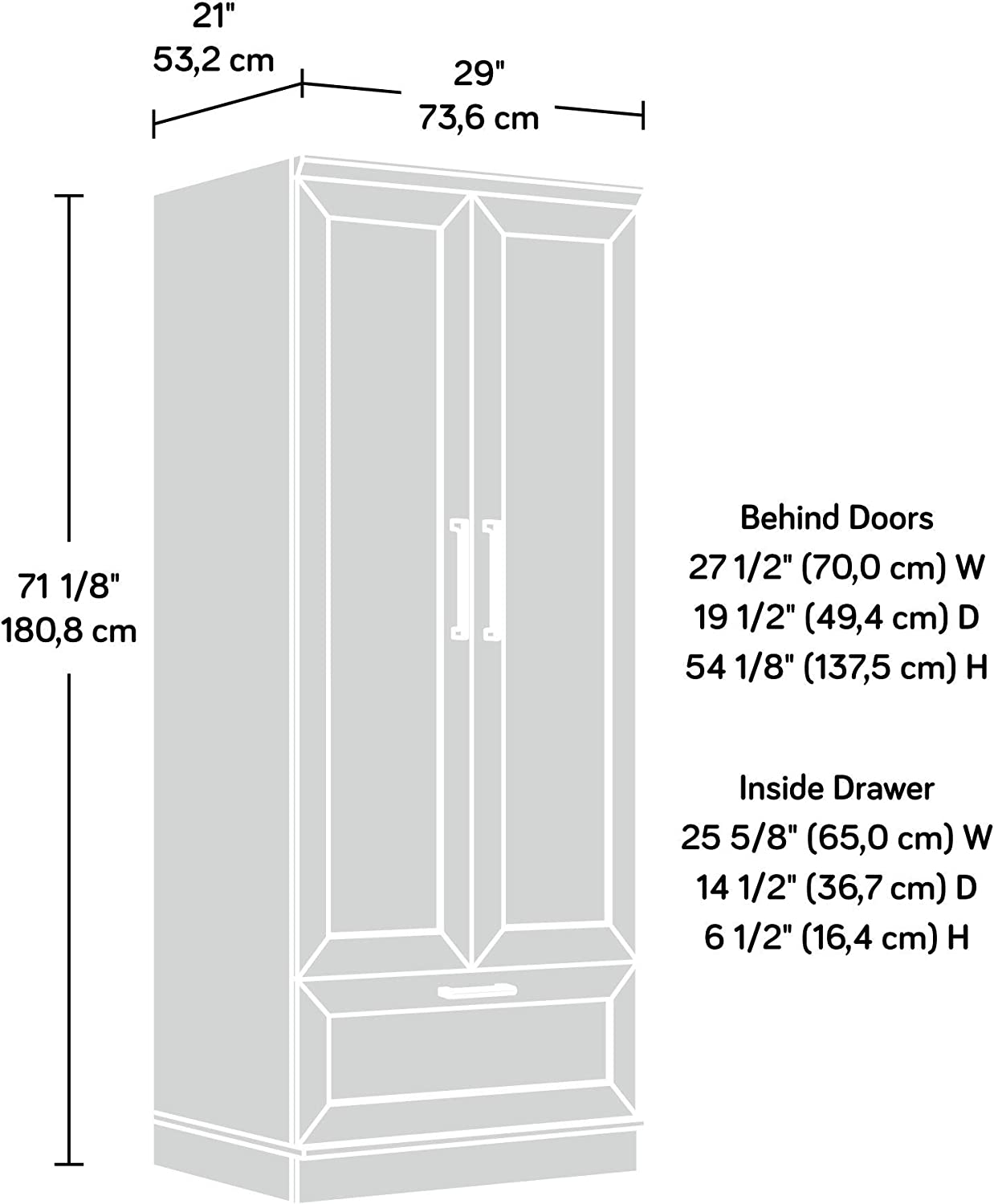 Sauder HomePlus Wardrobe， L: 28.98" x W: 20.95" x H: 71.18"， Dakota Oak finish