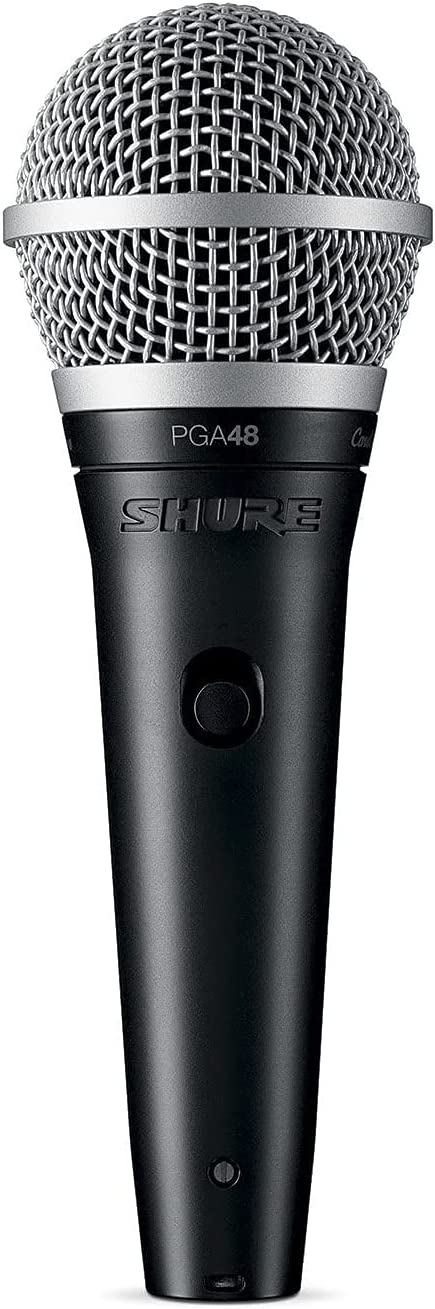 Shure PGA48 Dynamic Microphone - Handheld Mic for Vocals with Cardioid Pick-up Pattern， Discrete On/Off Switch， 3-pin XLR Connector， 15' XLR-to-XLR Cable， Stand Adapter and Zipper Pouch (PGA48-XLR