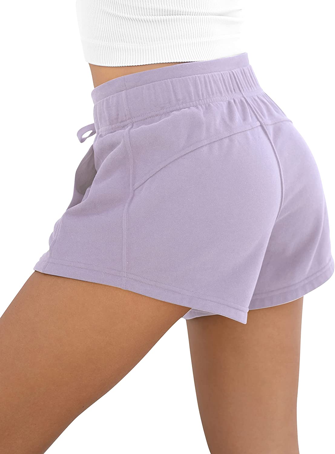 ODODOS Women's Sweat Shorts with Pockets Cotton French Terry Drawstring Summer Workout Casual Lounge Shorts