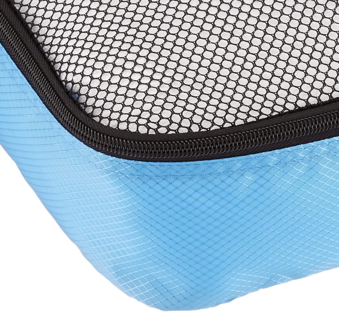 Amazon Basics 4 Piece Packing Travel Organizer Cubes Set - Medium， Sky Blue