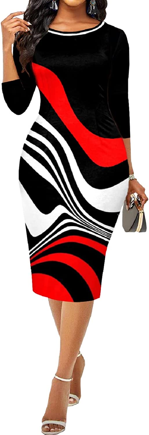 Xinlees Women's Elegant Pencil Dress for Women Casual Midi Dresses Outfits Business Sexy Bodycon Dress