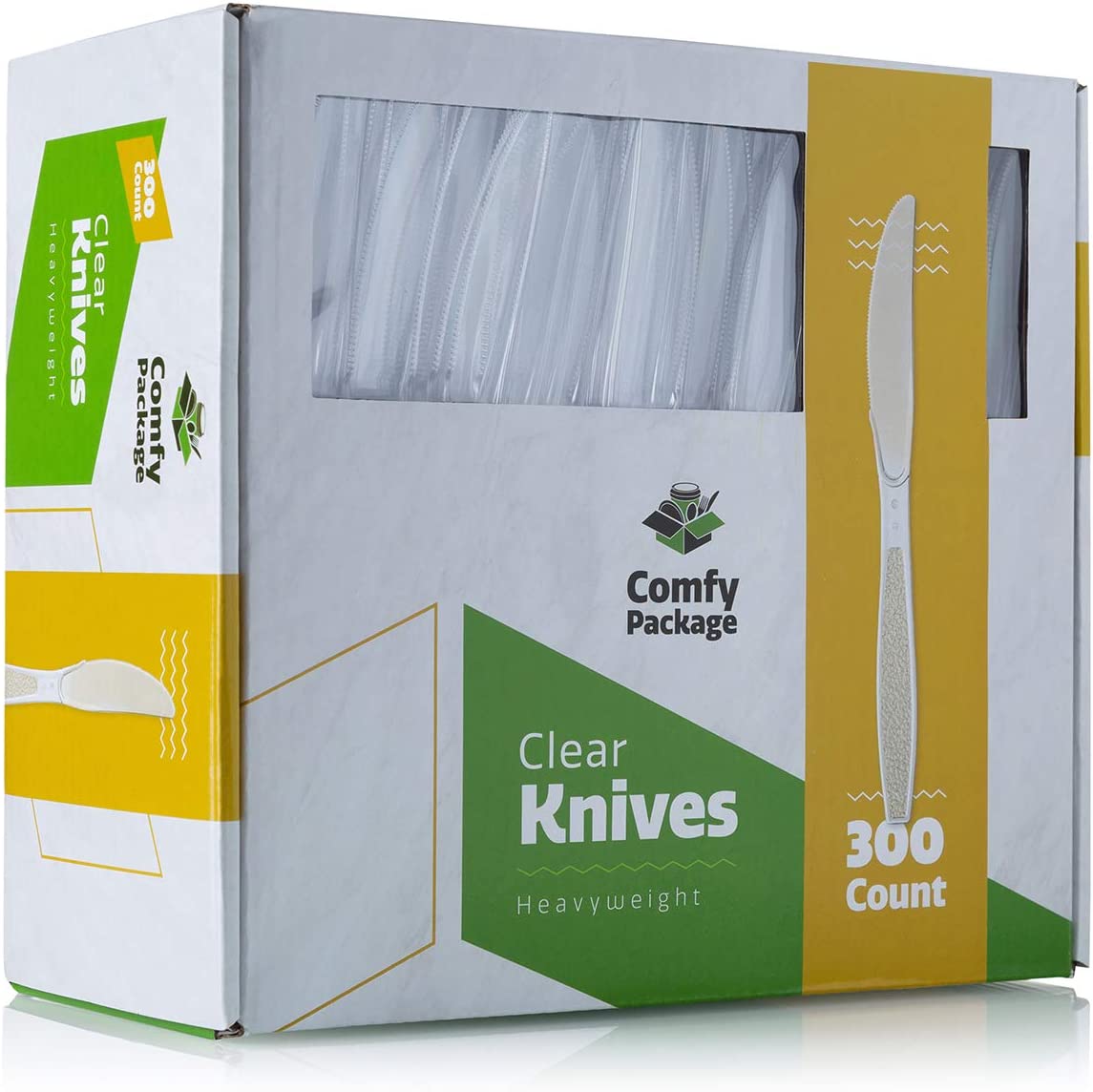 Comfy Package [300 Pack] Heavyweight Disposable Clear Plastic Knives
