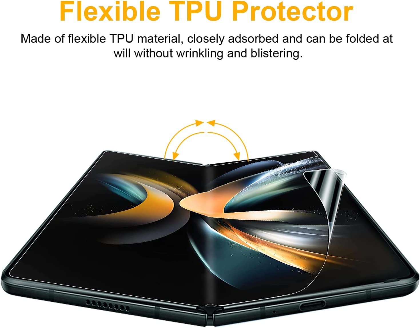 Hocents. TPU Screen Protector Compatible with Samsung Galaxy Z Fold 4 5G 2022 with Alignment Tool Touch Smooth Auto-Repair Front Film and Inside Film