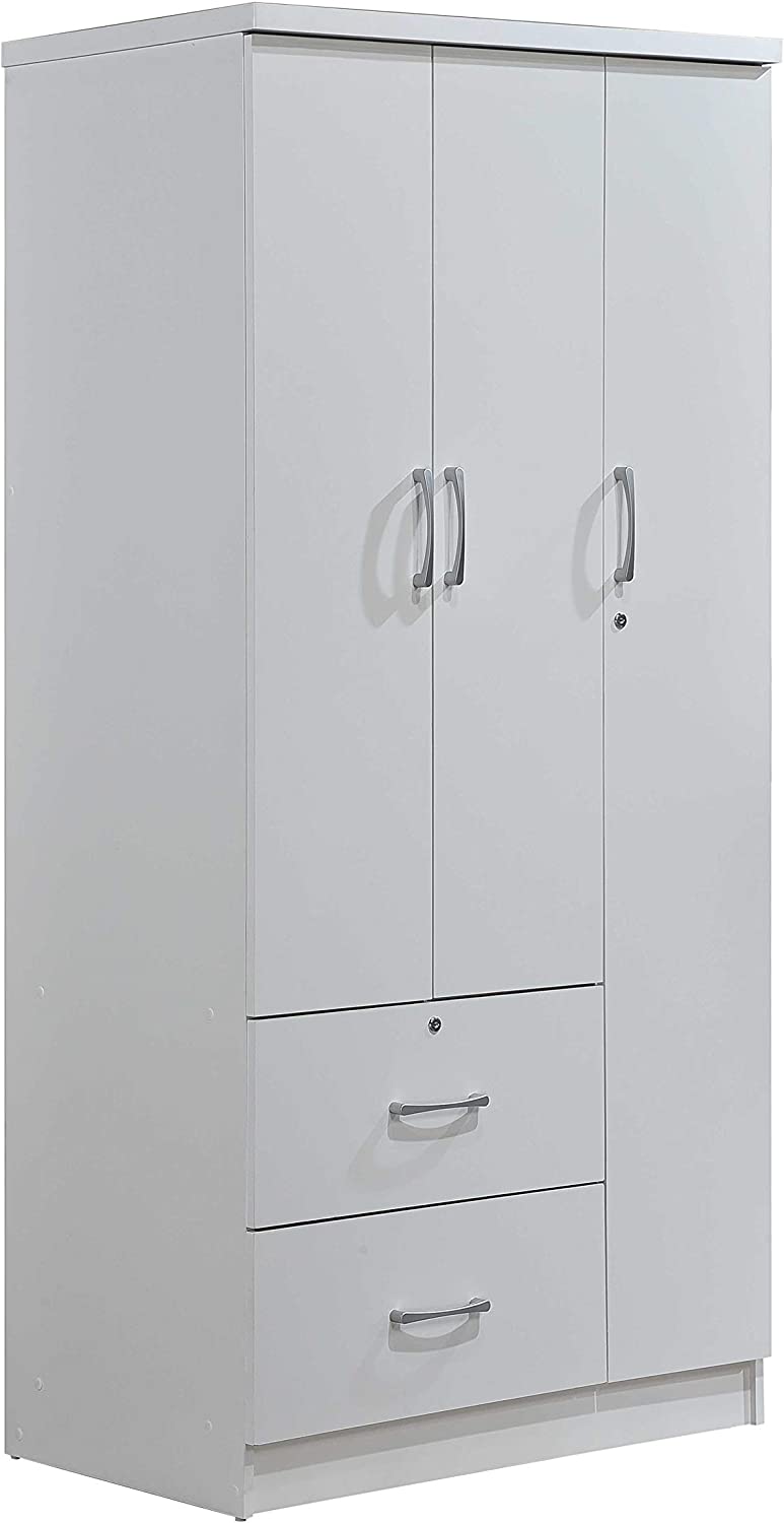 Hodedah 3-Door 2-Drawers, 3-Shelves in Chocolate Bedroom Armoires