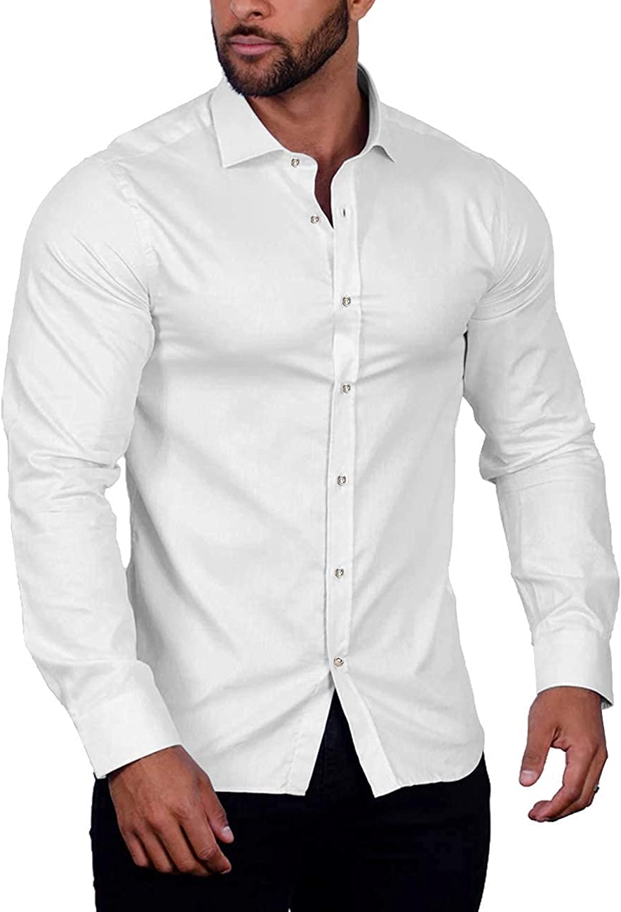 COOFANDY Men's Muscle Fit Dress Shirts Wrinkle-Free Long Sleeve Casual Button Down Shirt