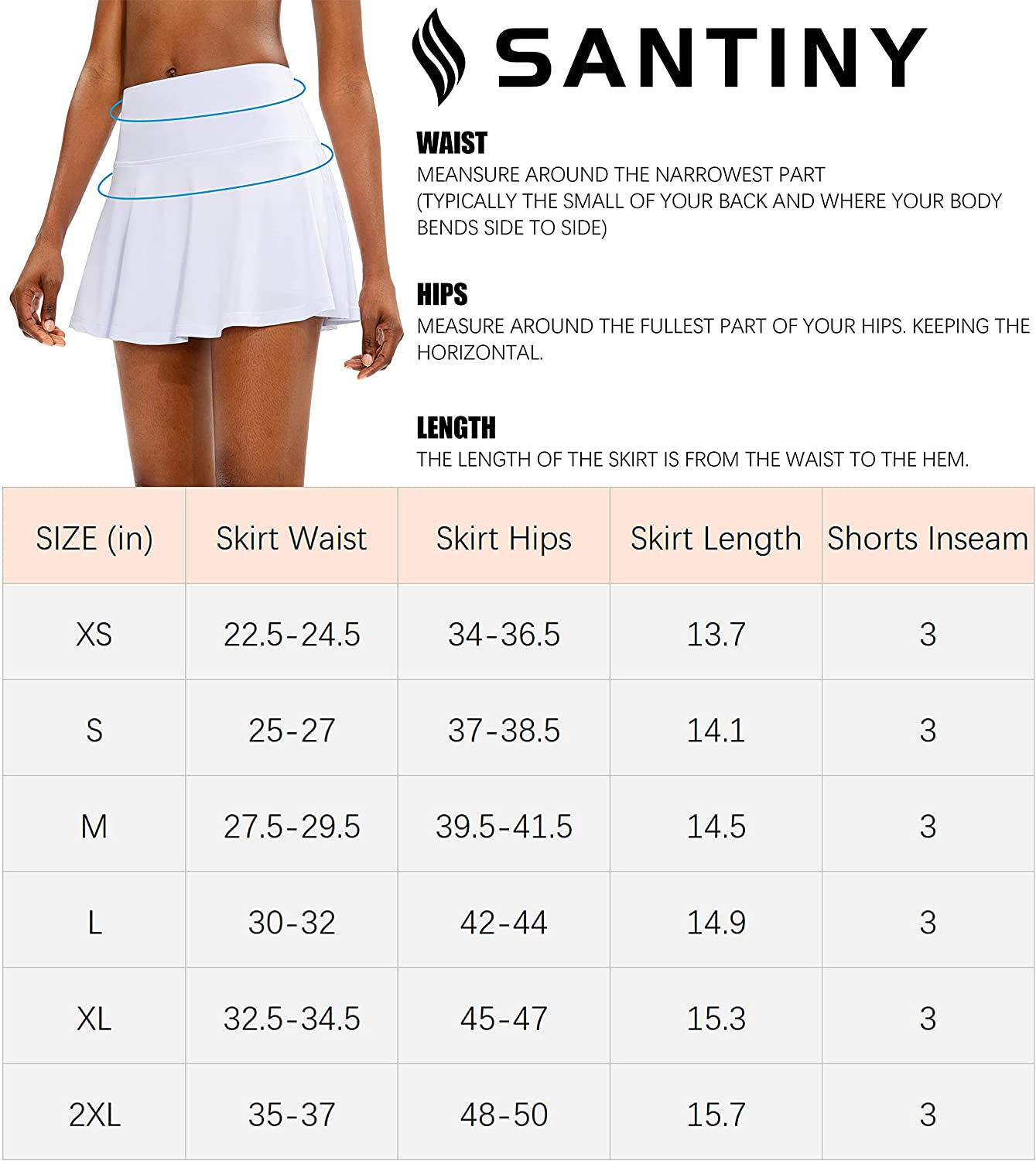 SANTINY Pleated Tennis Skirt for Women with 4 Pockets Women's High Waisted Athletic Golf Skorts Skirts for Running Casual