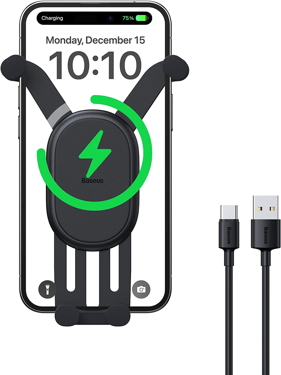 Wireless Car Charger, Baseus 15W Fast Charging Phone Mount for Car Vent, Car Phone Holder with Enlarged Charging Coil for iPhone 14 13 12 11 10 8 Pro Max Xs, Samsung Galaxy S&Note Series Google LG etc