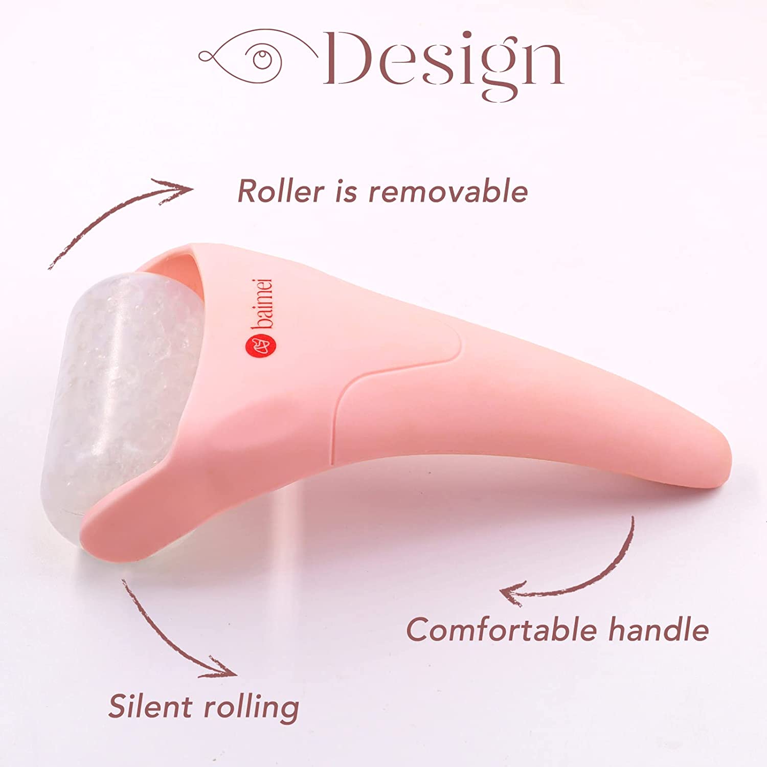 Ice Roller for Face and Gua Sha Facial Tools, BAIMEI Ice Face Roller Reduces Puffiness Migraine Pain Relief-Pink