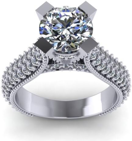 Madina Jewelry 2.65 ct Pave Set Round Cut Diamond Engagement Ring in 18 kt White Gold