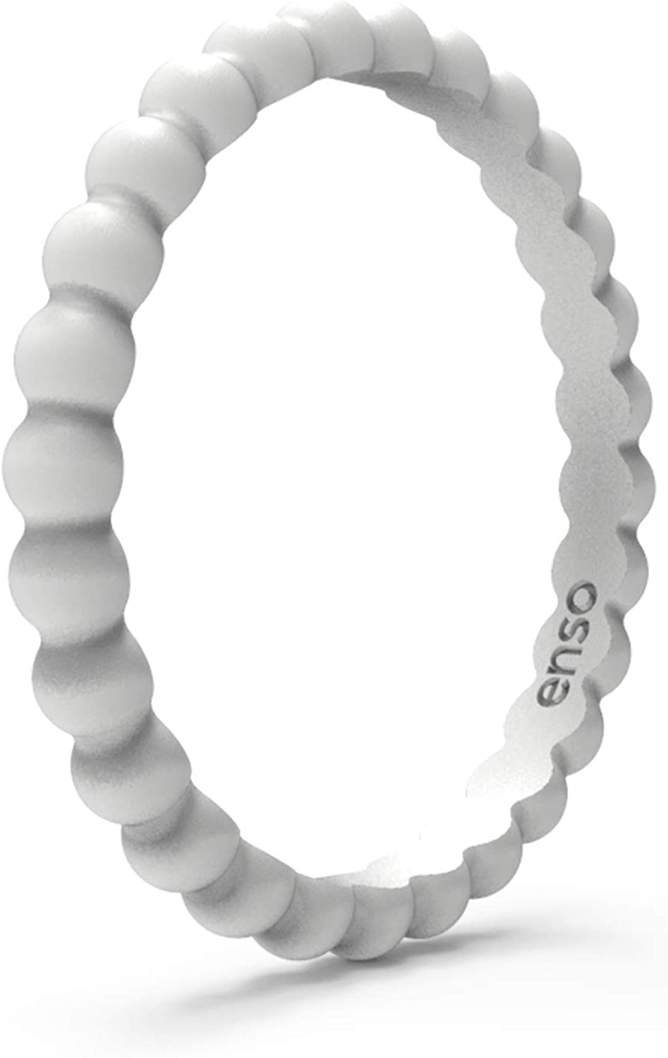 Enso Rings Stackable Beaded Silicone Wedding Ring – Hypoallergenic Unisex Stackable Wedding Band – Comfortable Minimalist Band – 2.5mm Wide, 8mm Thick