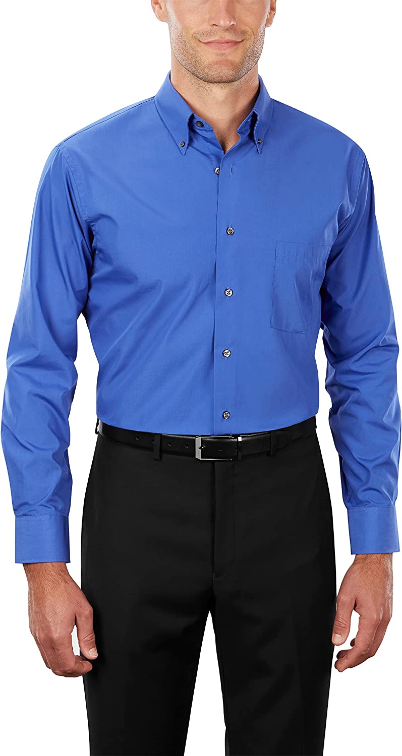 Van Heusen Men's Dress Shirts Regular Fit Silky Poplin Solid