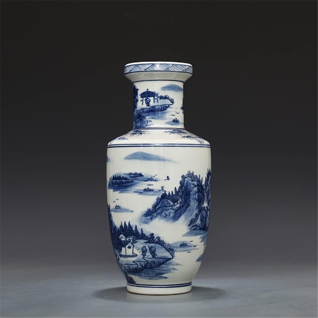 ZSEDP Hand Painted Blue and White Ceramic Vase Antique Jingdezhen Vases Mountains Chinese Style Vase
