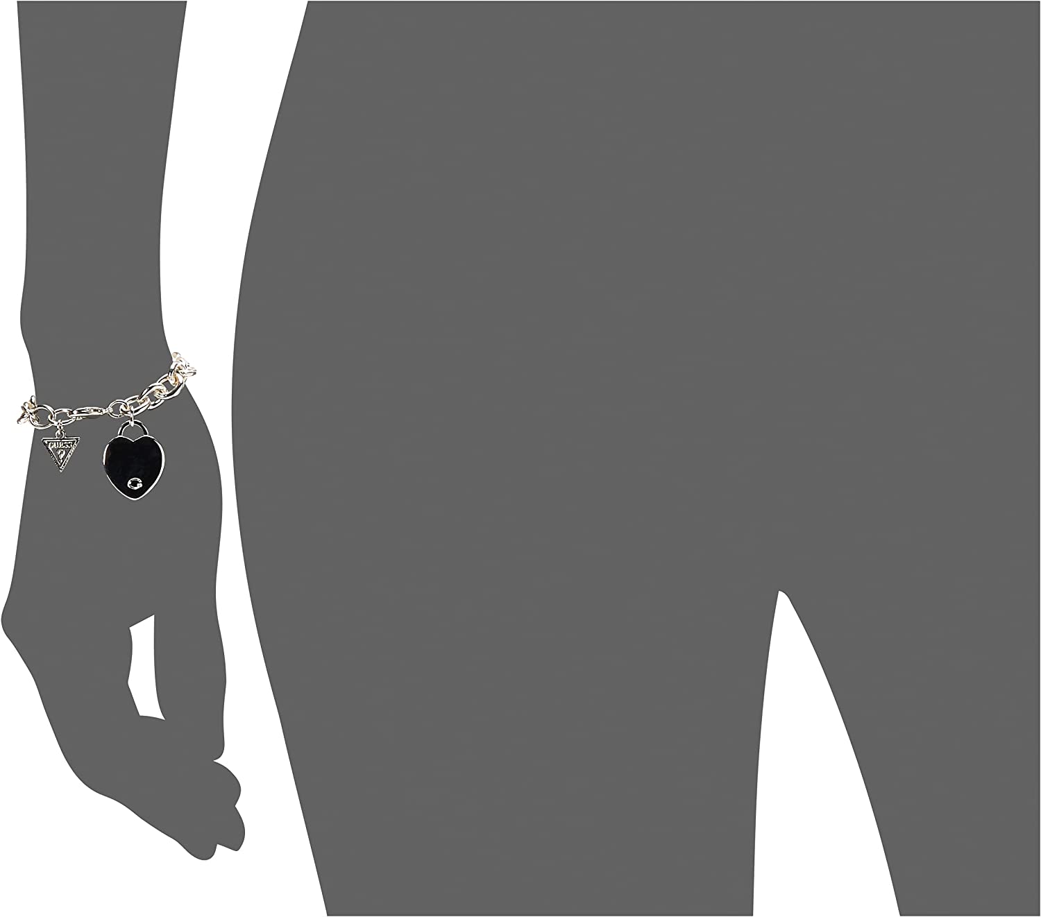 GUESS "Basic" G Logo Heart Link Bracelet