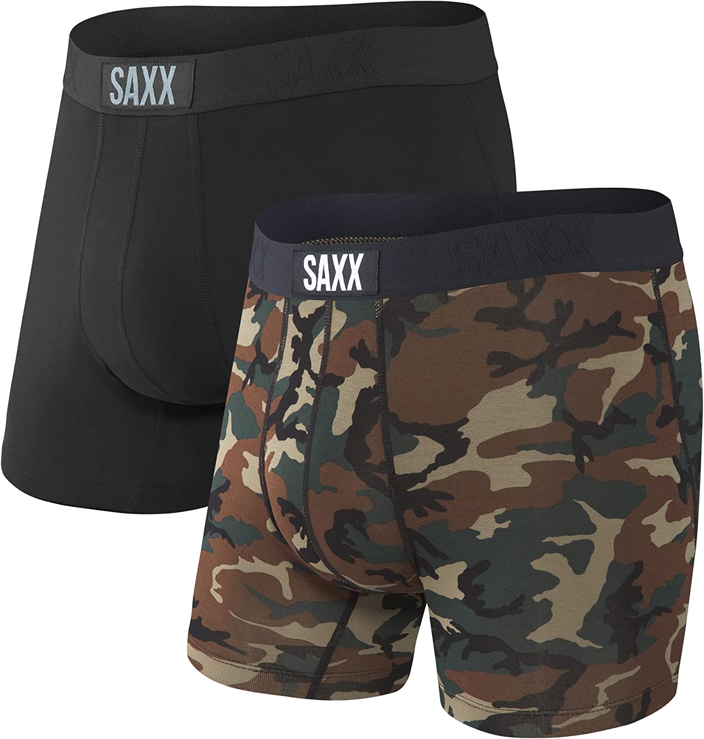 SAXX Men's Underwear – VIBE Super Soft Boxer Briefs with Built-In Pouch Support – Pack of 2, Underwear for Men
