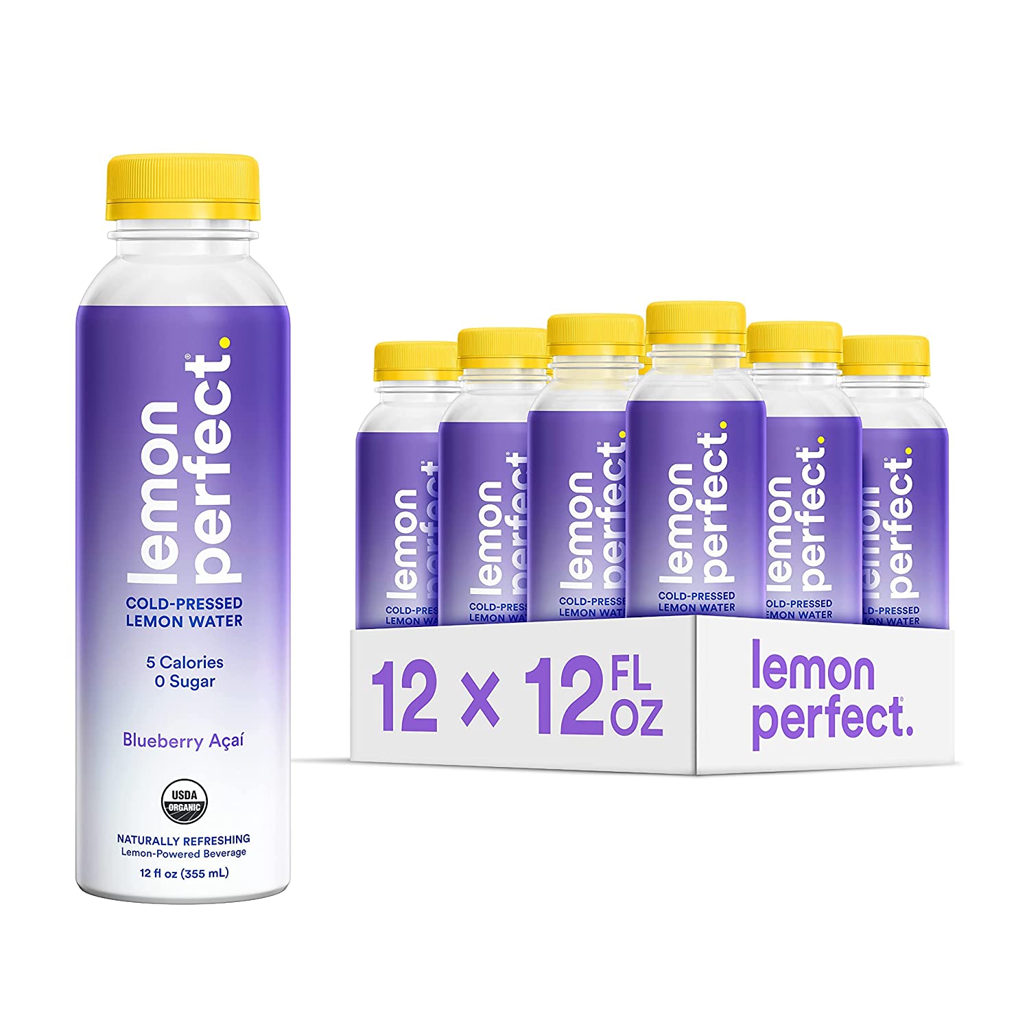 Lemon Perfect， Organic Cold-Pressed Lemon Water， Squeezed from Real Fruit， Flavored Water， Sugar-Free， Keto Certified， No Artificial Ingredients， Just Lemon (12-Pack)