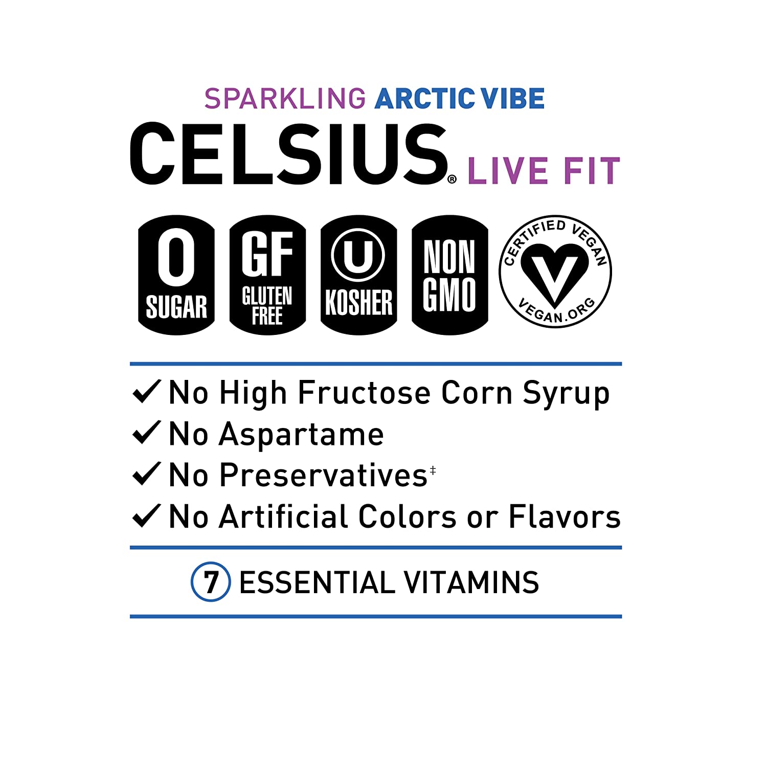CELSIUS Arctic Vibe Sparkling Frozen Berry, Functional Essential Energy Drink 12 Fl Oz (Pack of 12)