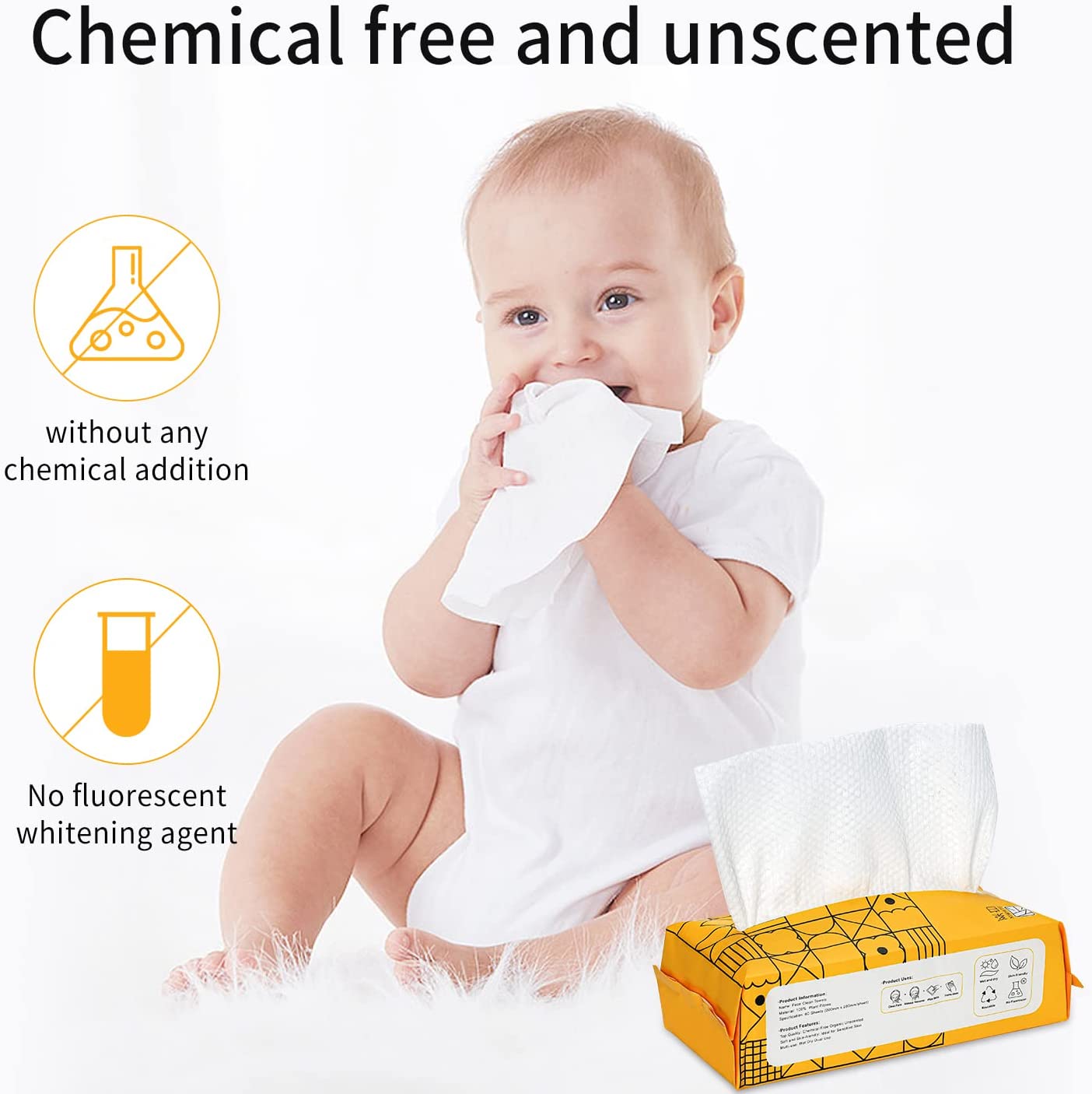 Disposable Face Towel, Facial Tissues, Wet Dry Face Cloths, Biodegradable Clean Towels, Makeup Remover Wipes Ultra Soft for Sensitive Skin, Extra Thick for Cleansing, Skincare and Makeup Removing