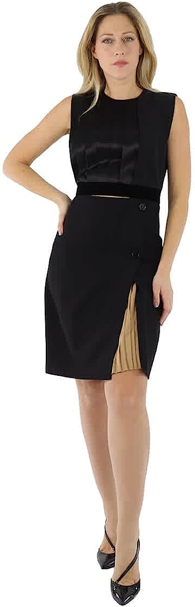 BURBERRY Black Silk and Wool Panel Detail Shift Dress, Brand Size 10 (US Size 8)