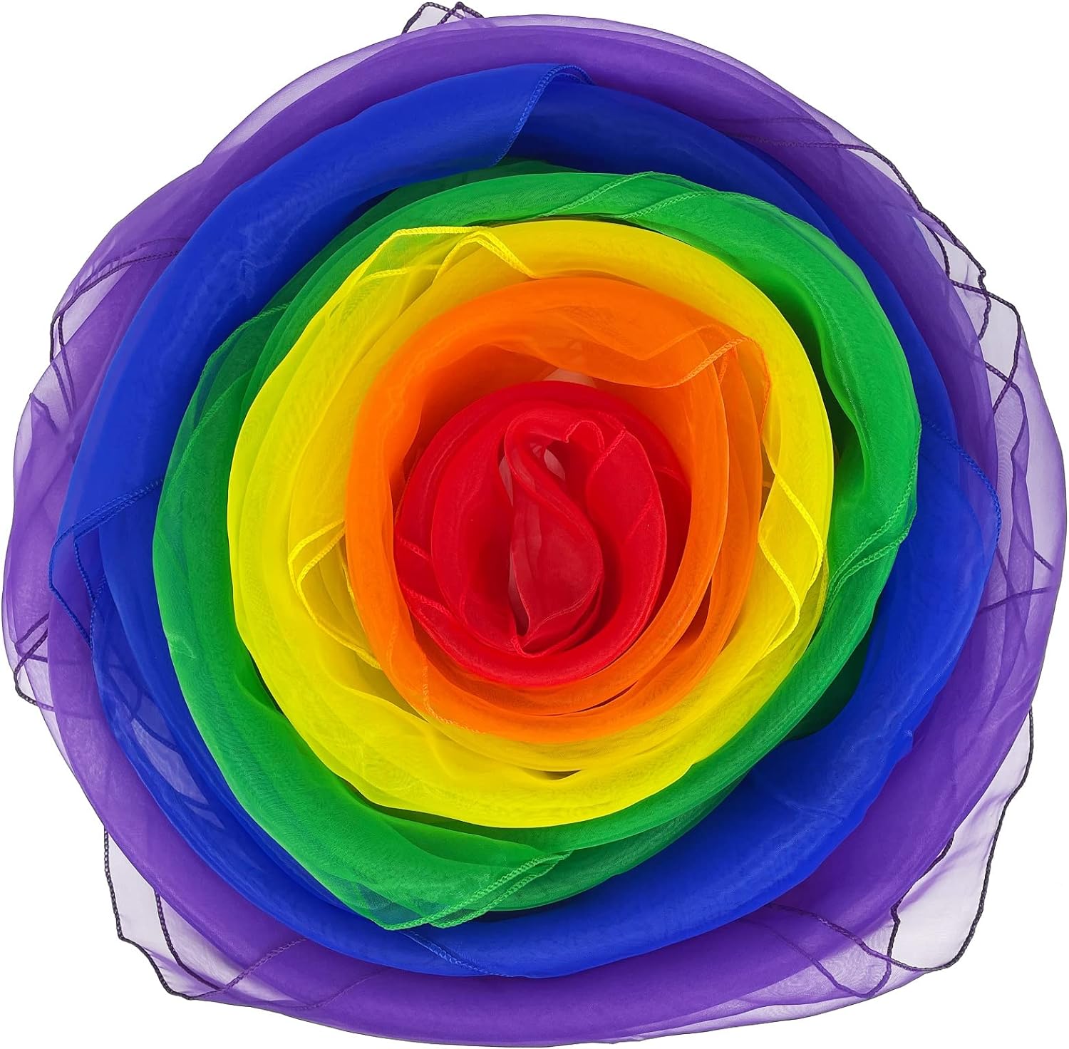 Lolakee Dance Scarves for Kids Play 12 Pcs Upgraded Play Scarves for Babies Toddlers Children Movement Square Juggling Silk Music Dancing Scarf Rhythm Band Scarves Pro (6 Colors,24" x 24")