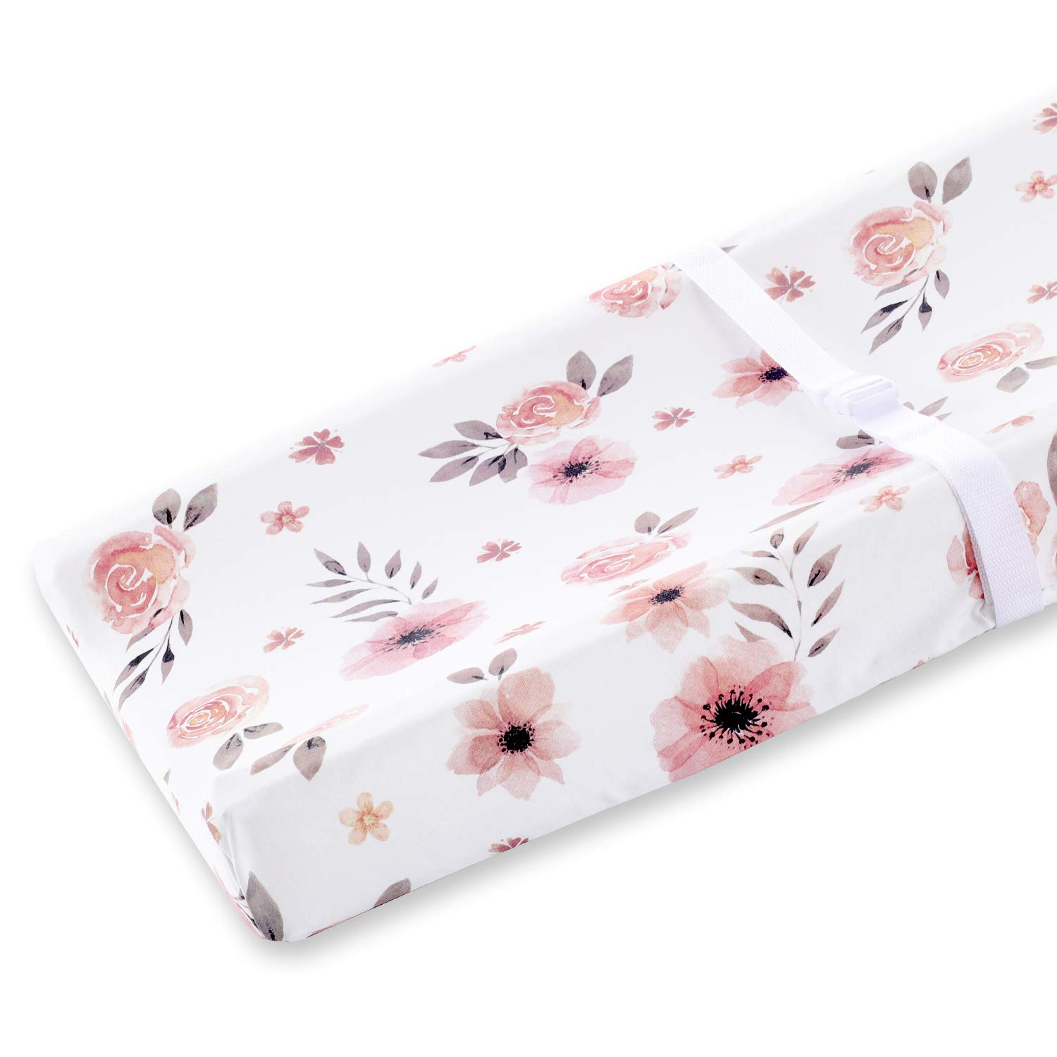 Tyke Bliss Pink Changing Pad Cover for Girls – Stretchy Floral Changing Pad Covers Made with 100% Combed Cotton Jersey Knit, Super Soft, Diaper Changing Pad Cover for Baby Change Table Pads
