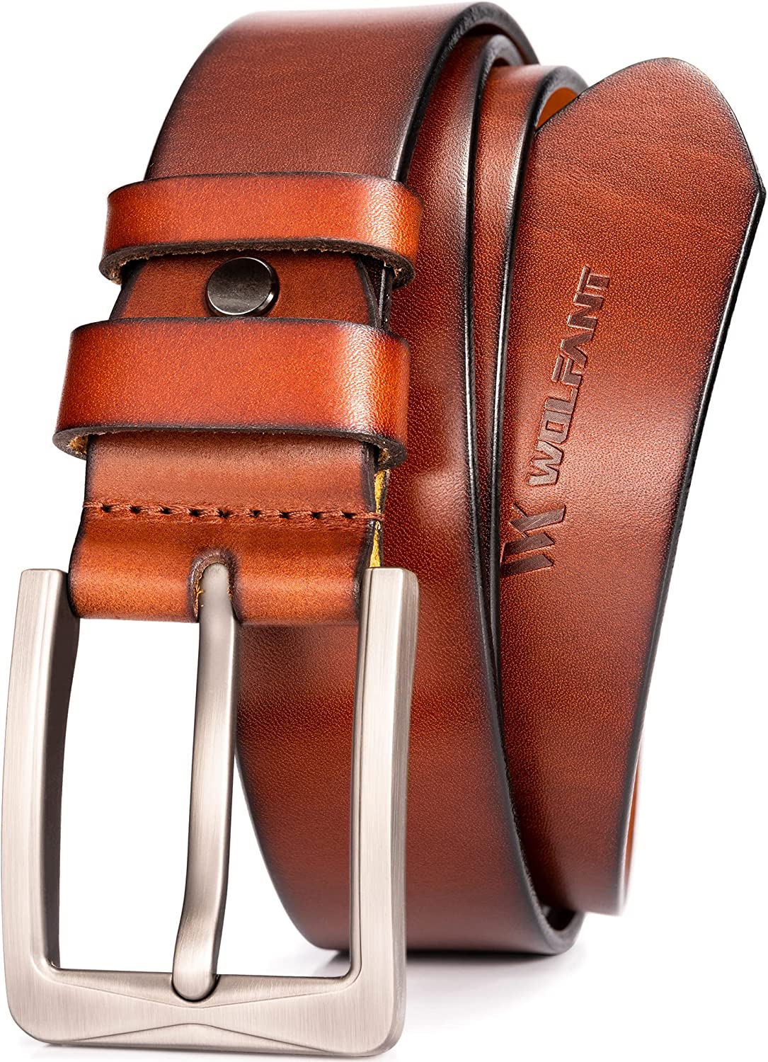 WOLFANT Full Grain Leather Belt,100% Italian Real Solid Leather