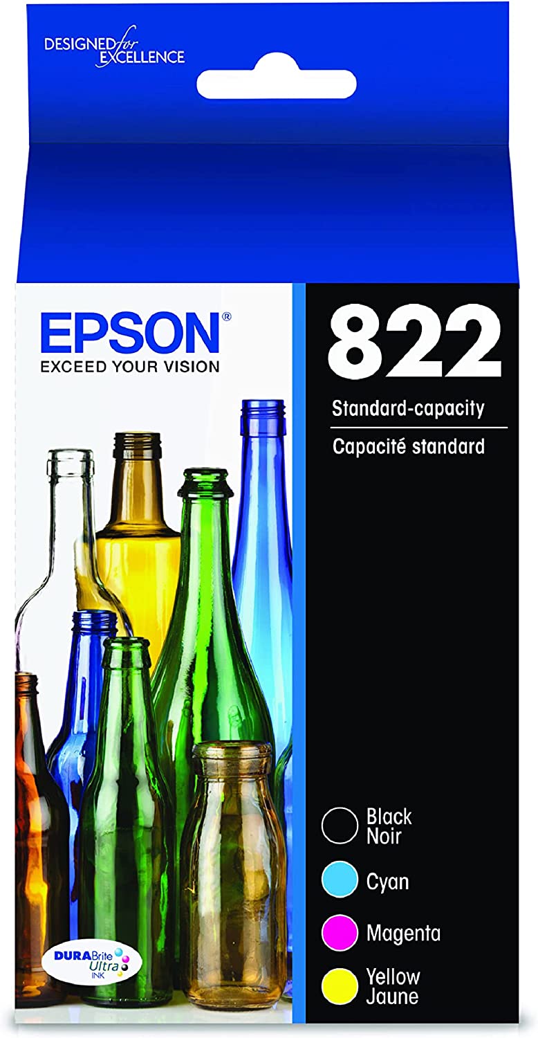 EPSON T822 DURABrite Ultra -Ink Standard Capacity Black & Color -Cartridge Combo Pack (T822120-BCS) for Select Epson Workforce Pro Printers