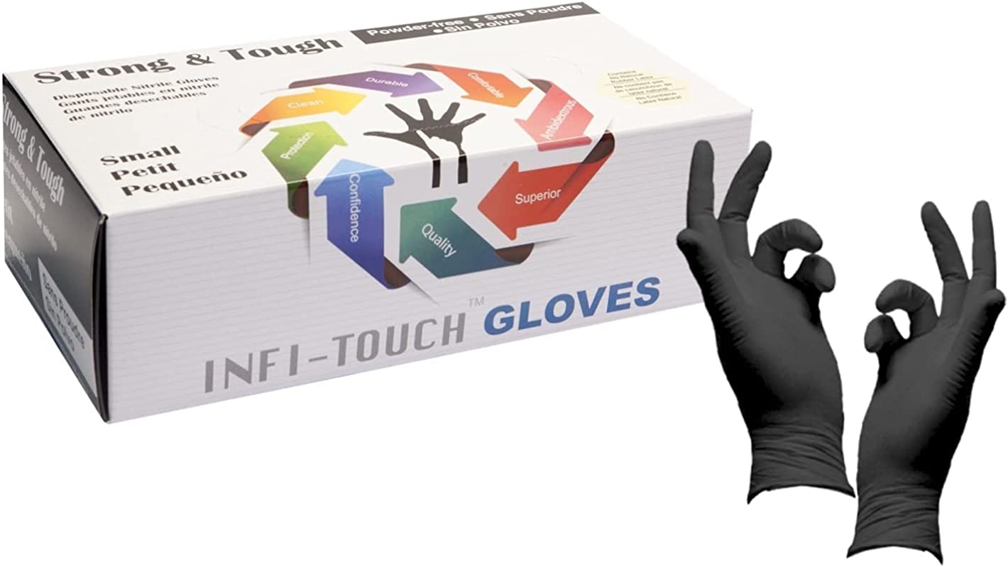 Infi-Touch Disposable Gloves Non Sterile, Nitrile Gloves, Chemical Resistant, Powder-Free Gloves Pack of 100, 1000