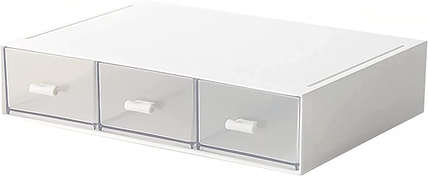 Desk Organizer-3 Tier Stackable Storage Drawers with 6 Compartments White Stackable Drawers Great for Desk Storage, Makeup Storage Bathroom Organization Accessories Etc (White)