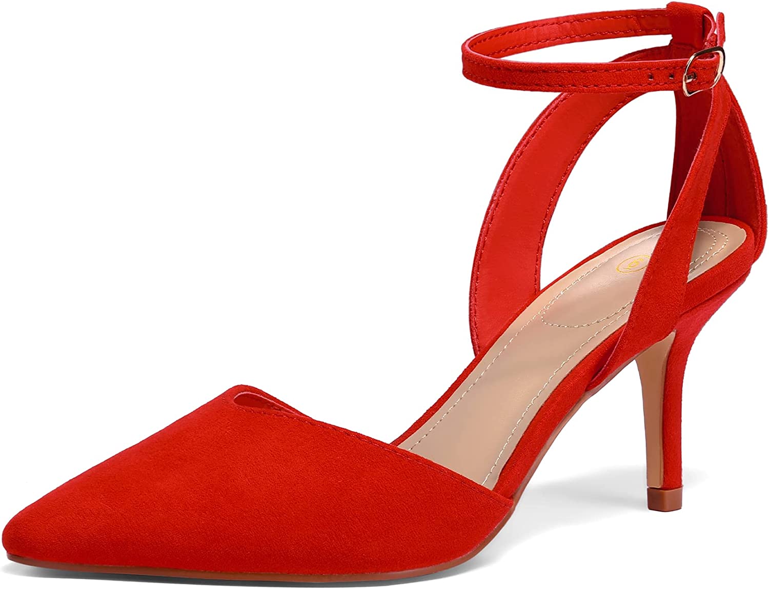 mysoft Women's Pumps Shoes Pointed Toe Low Heels Stiletto Ankle Strap Closed Toe Wedding Party Dress Sandals