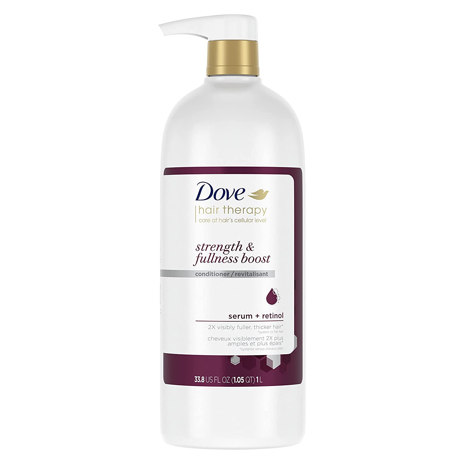 Dove Hair Therapy Conditioner Strengthening Treatment for Thin, Fine Hair Strength and Fullness Boost Sulfate Free Conditioner for 2X Visibly Fuller, Thicker Hair 33.8 oz