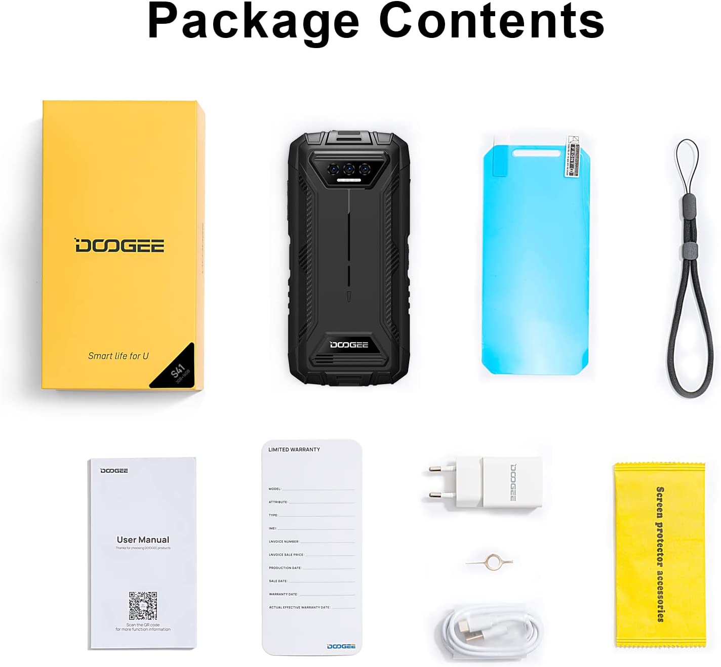 DOOGEE Rugged Smartphone 2023, S41, 4G Dual Sim Rugged Phone Android 12, 6300mAh Battery, 5.5" HD Screen Rugged Phone, 6GB+16GB SD 1TB, IP68 Waterproof Outdoor Military Grade Android Phone, GPS