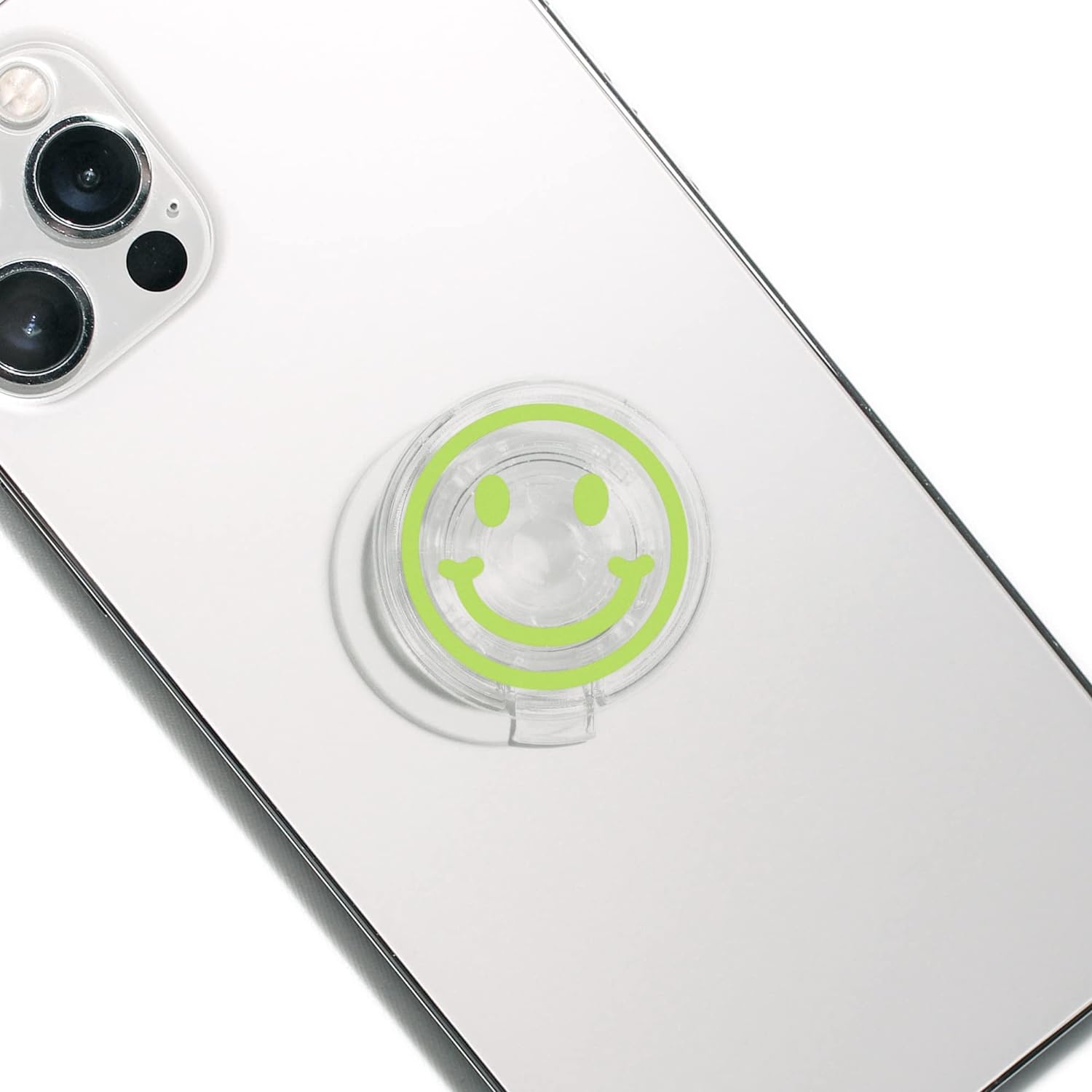 COMMONKUNST Acrylic Smile Collapsible Expandable Multi Functional Mobile Phone Grip & Kicktand (Lime Smile)