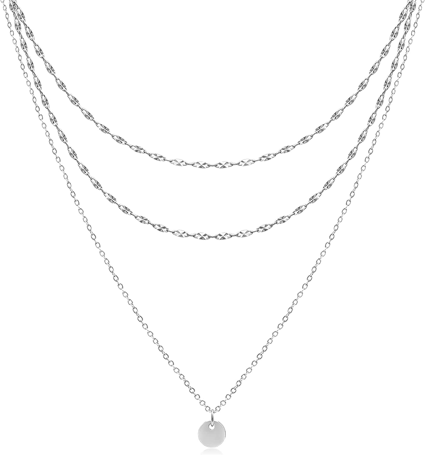 Aisansty Dainty Layered Choker Necklaces Handmade Coin Tube Star Pearl Pendant Multilayer Adjustable Layering Chain Gold Plated Necklaces Set for Women Girls