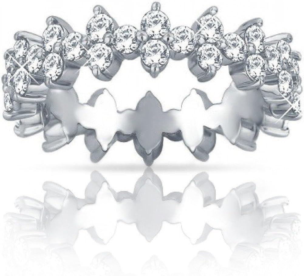 Madina Jewelry 2.00 ct Ladies Round Cut Diamond Eternity Wedding Band Ring in 14 kt White Gold