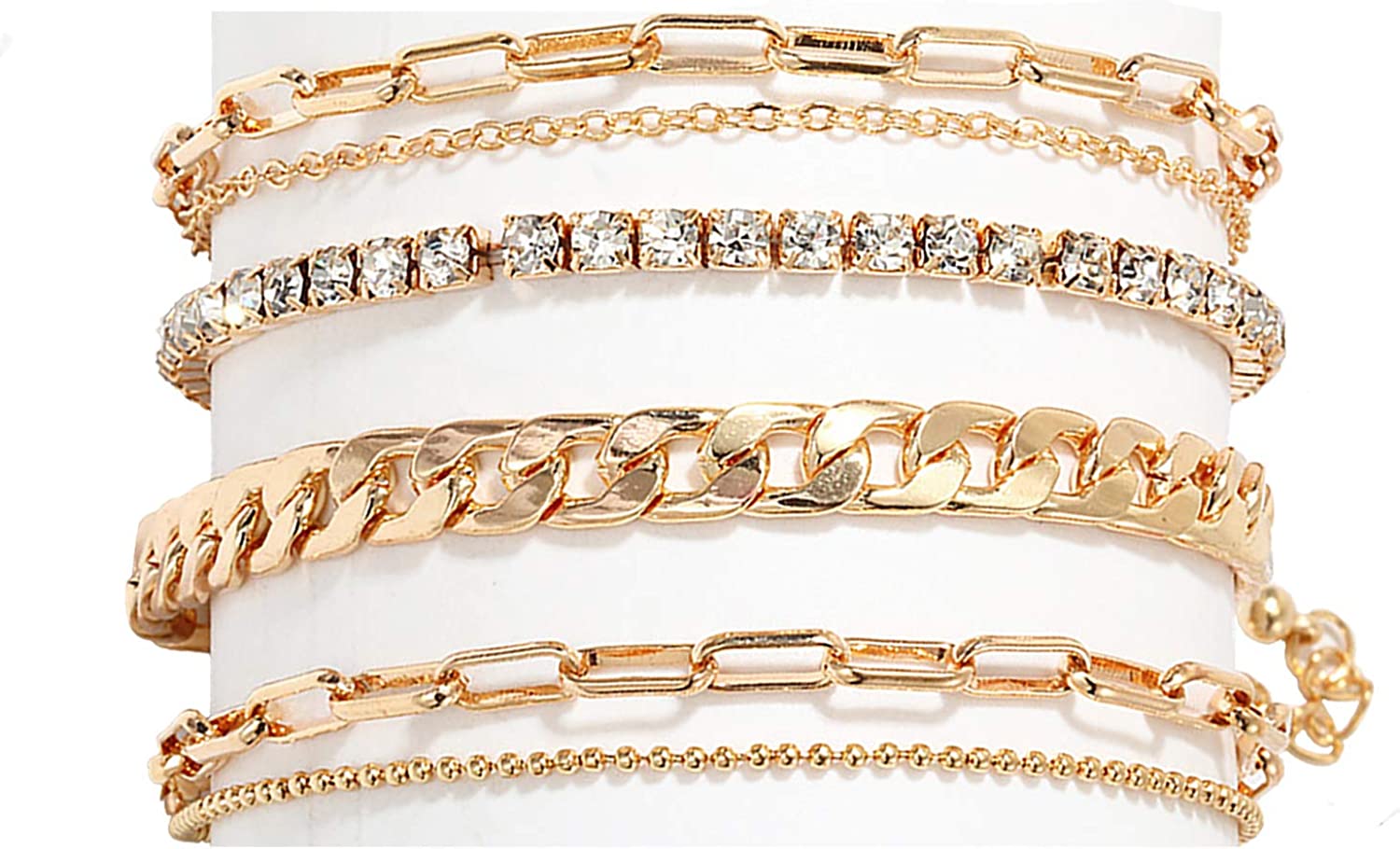 Nanafast 4-6PCS Ankle Bracelets Set for Women Gold Boho Beach Anklet Chain Adjustable Foot Jewelry for Girls Extremely Simple Style